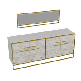 Hanah Home Polka Aynali - Blanco y Dorado